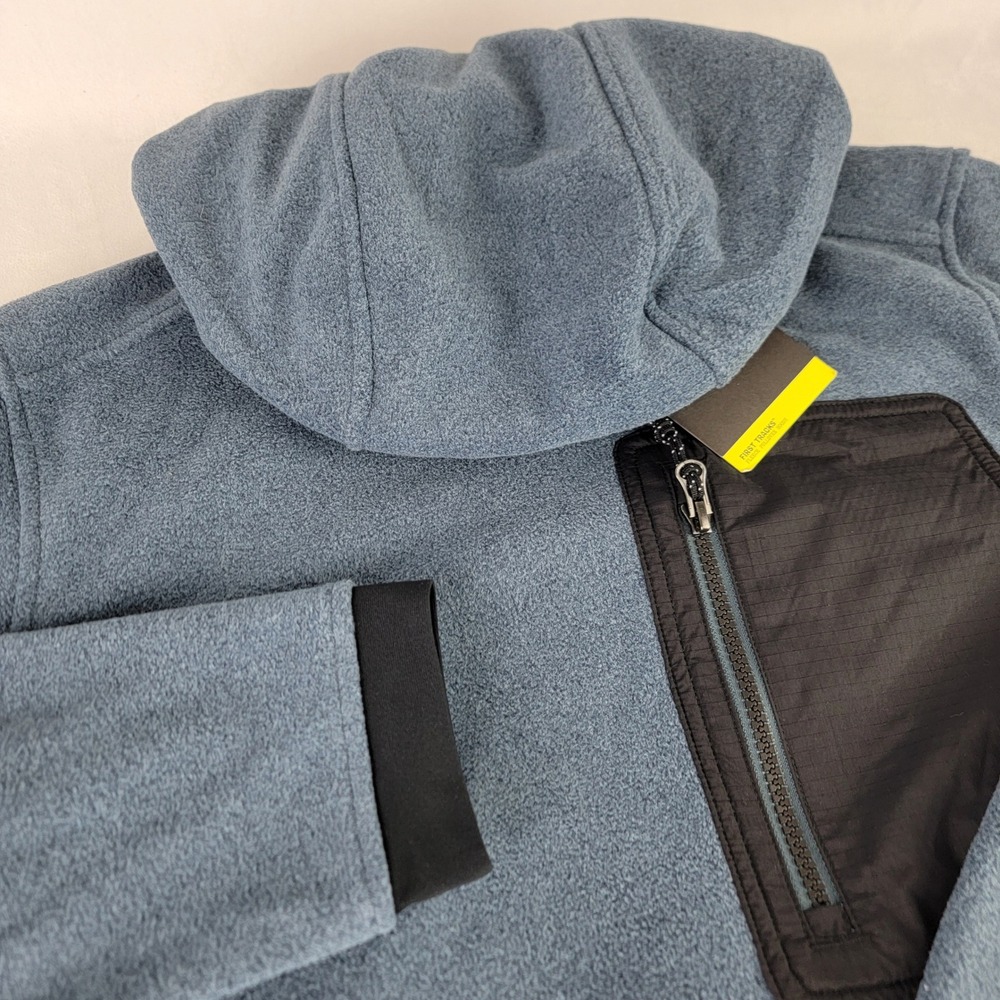 Mountain Hardwear First Tracks Fleece Pullover Hoodie Mens S Blue Pockets NEW